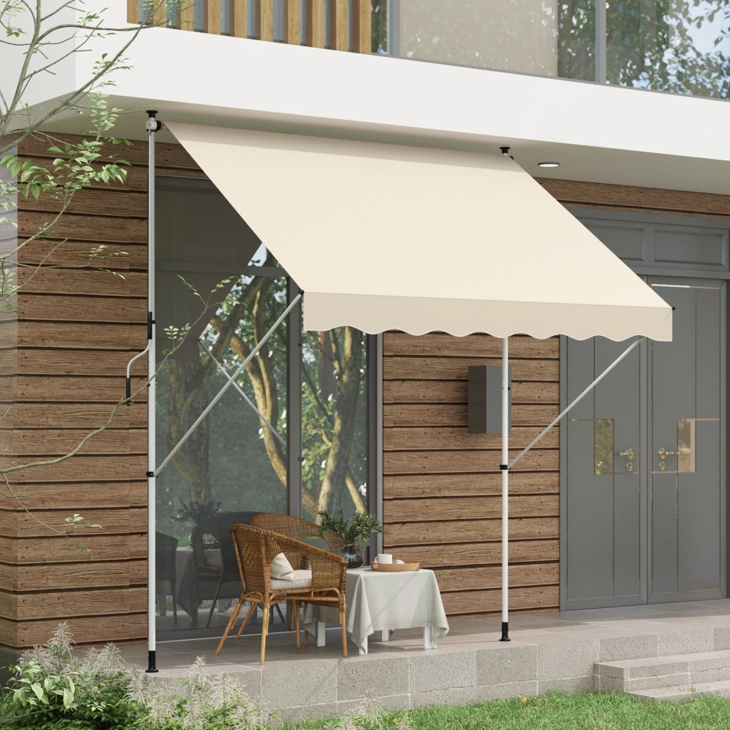 Toldo Retrattile Manuale 300x150 cm ¨C zephmum ¨C Beige per Terrazzo
