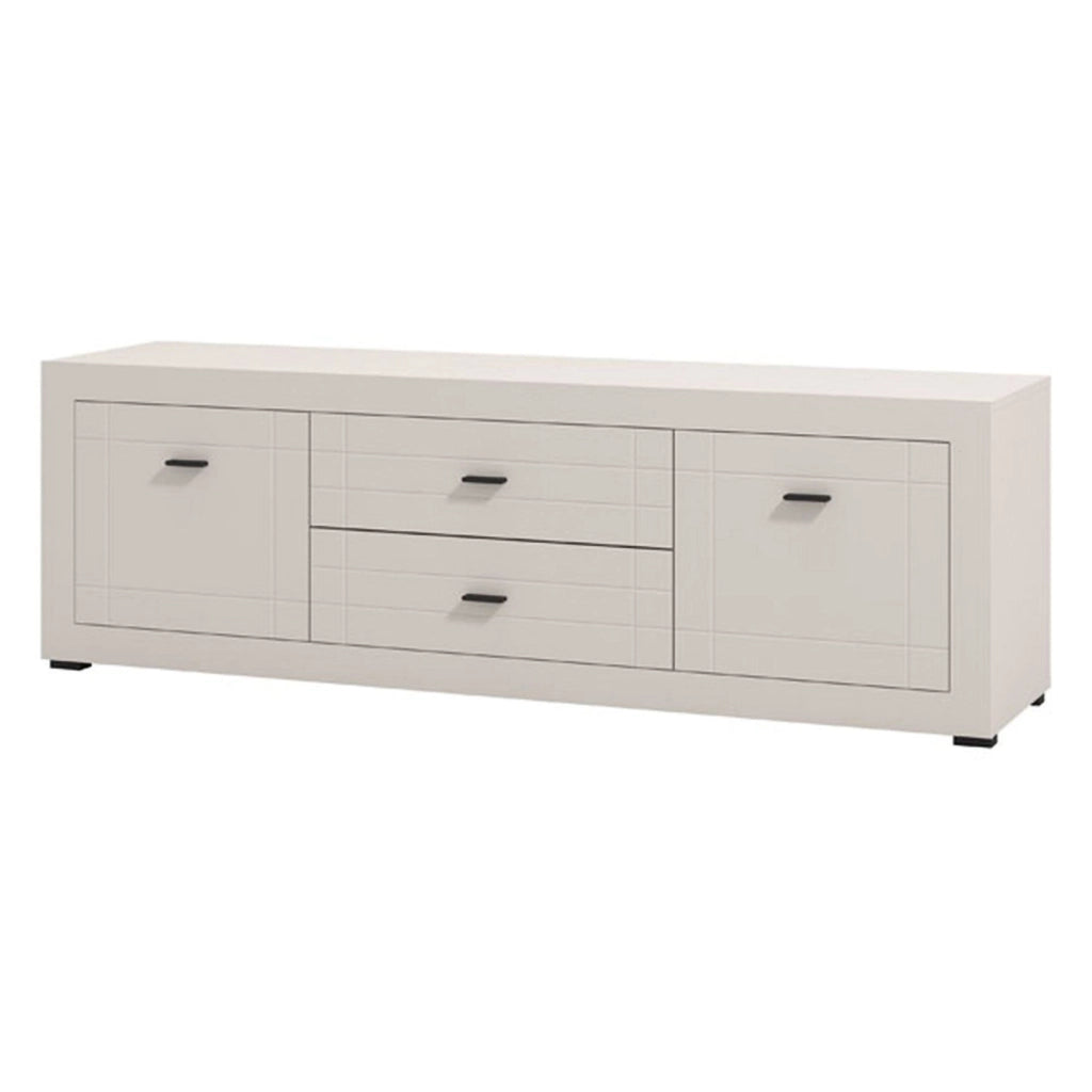 Nalles, Mobile Porta tv 2 Cassetti, 166.5x41.5x53.5h cm Bianco Crema