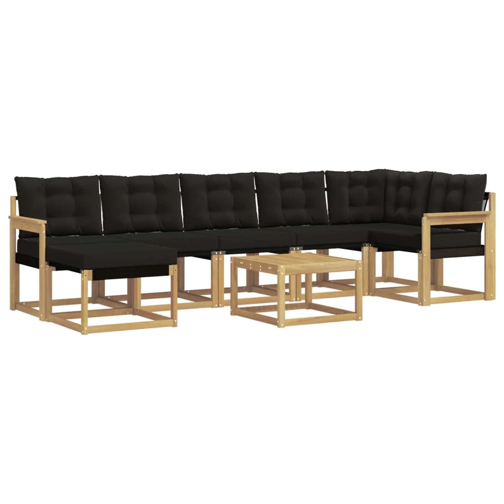 Set di divani da esterno con cuscino 8 pcs Bianco e Nero
