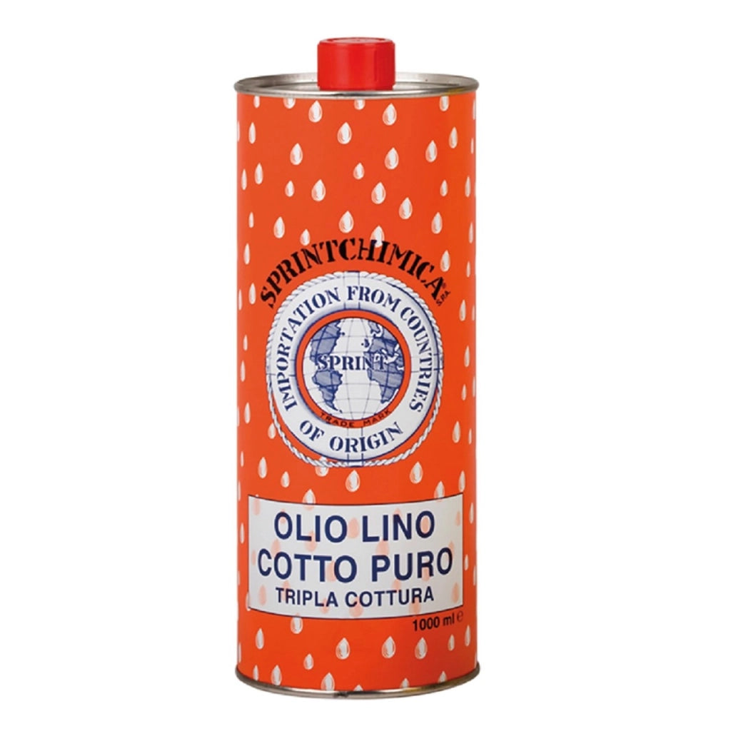Olio di Lino Cotto Puro Tripla Cottura 1000 ml per Legno e Trattamenti Protettivi