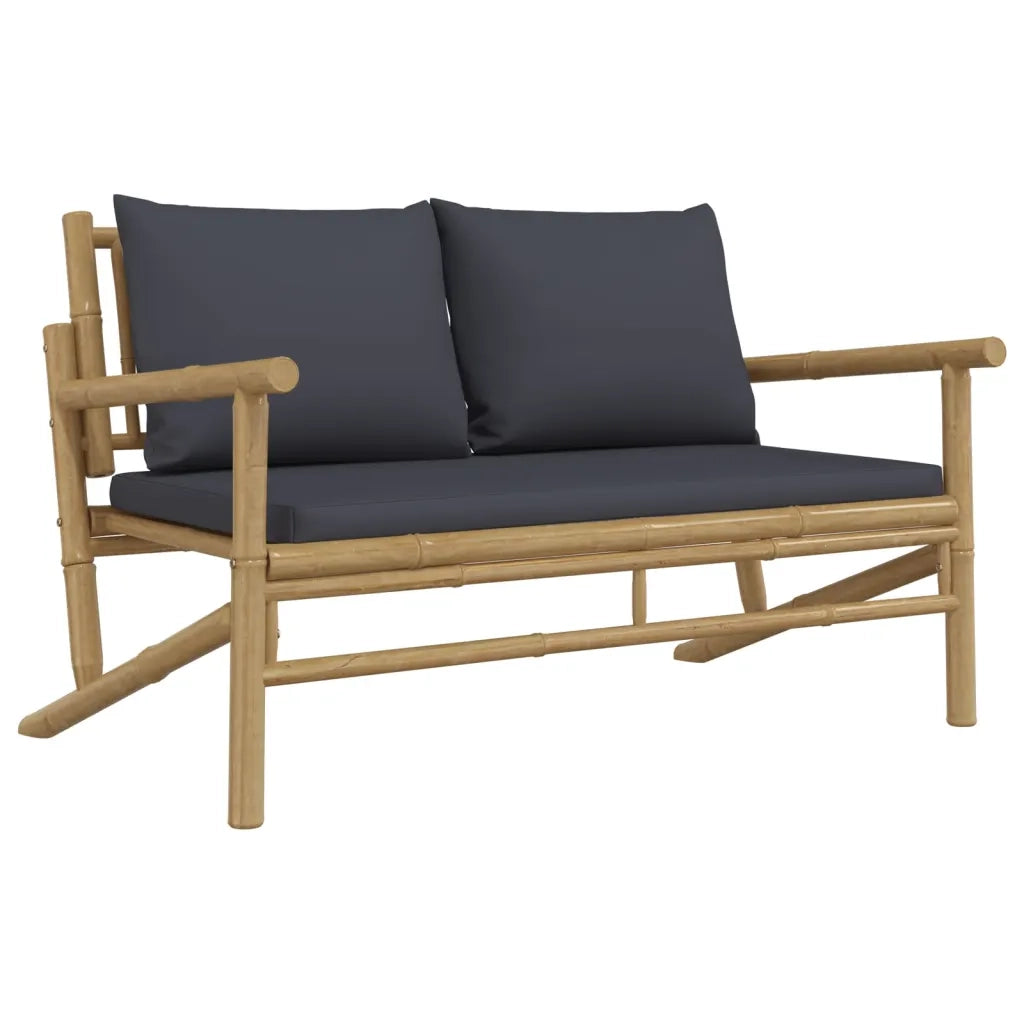 Set Salotto da Giardino 3pz con Cuscini Grigio Scuro Bambù 3156472