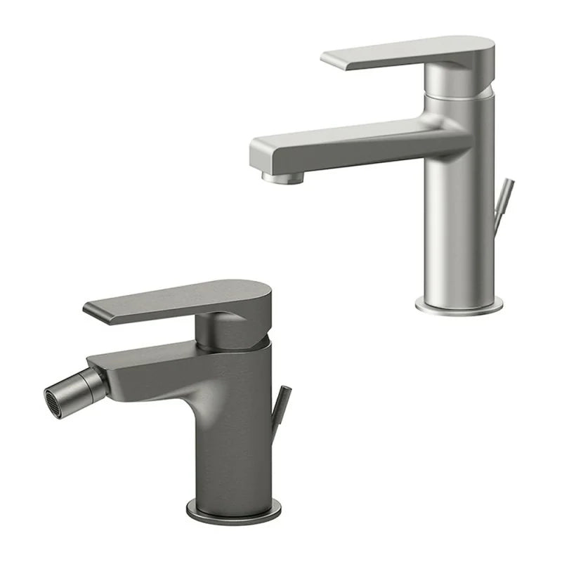 Set miscelatori lavabo e bidet spazzolato Mariani Artic scarico incluso