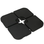 Base per Ombrellone Set 4 Pezzi in HDPE Riempibile con Acqua o Sabbia, 104x104x7.5 cm, Nera