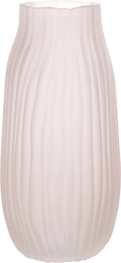 Vaso di Vetro Rosa - Struttura a Righelli Vaso di Fiori 31 cm - Decorazione Moderna per Salotto e Tavolo