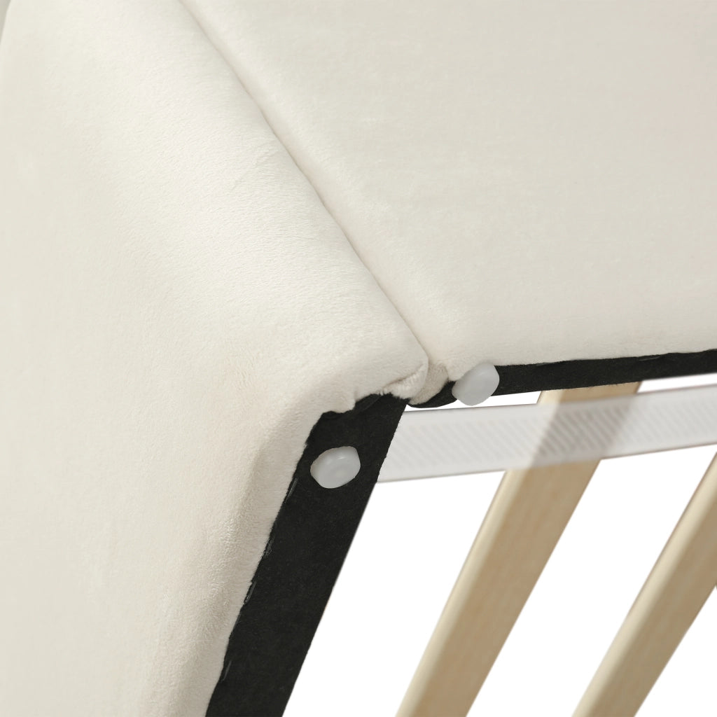 Letto singolo imbottito - Zephmum- 90x200 cm- Beige- Testiera con petali curvi