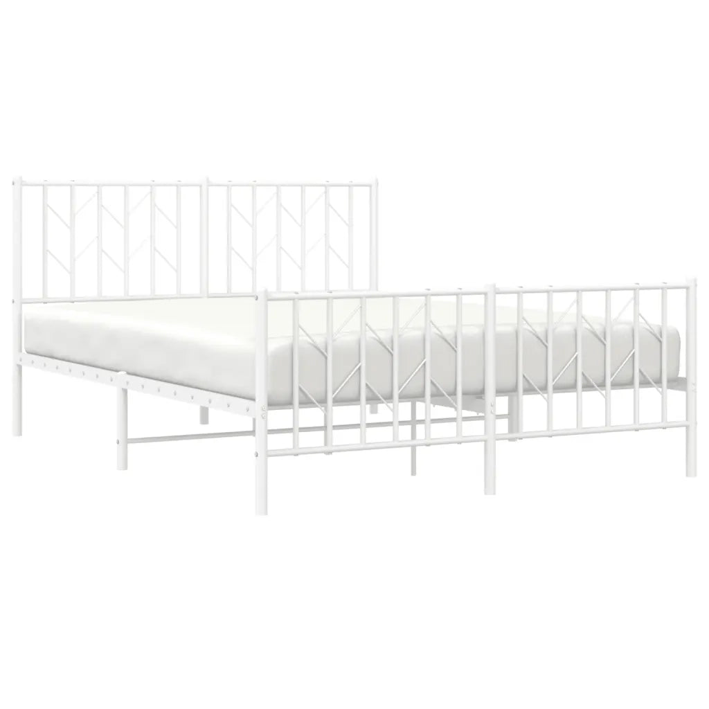 Giroletto con Testiera e Pediera Metallo Bianco 140x190 cm 374504