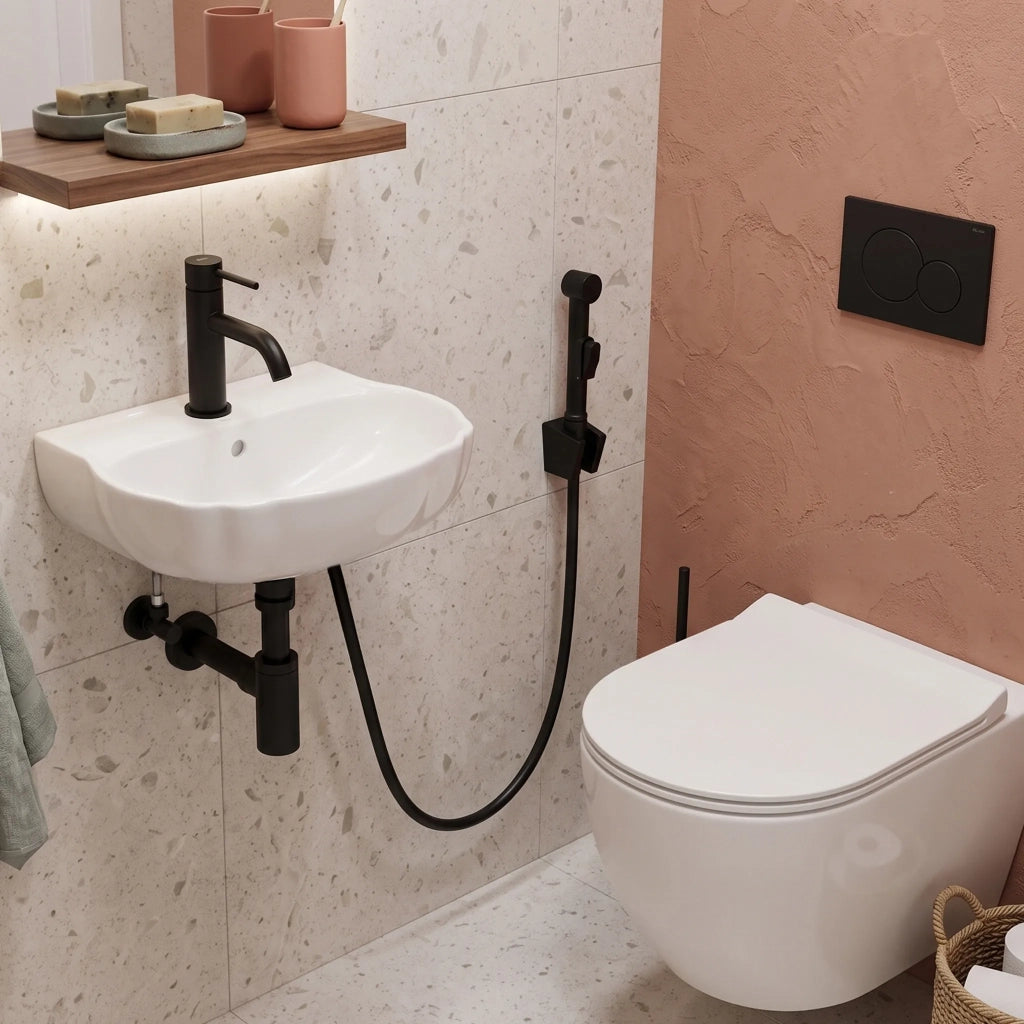 Miscelatore Lavabo Con Bidetta Rea Lungo Black