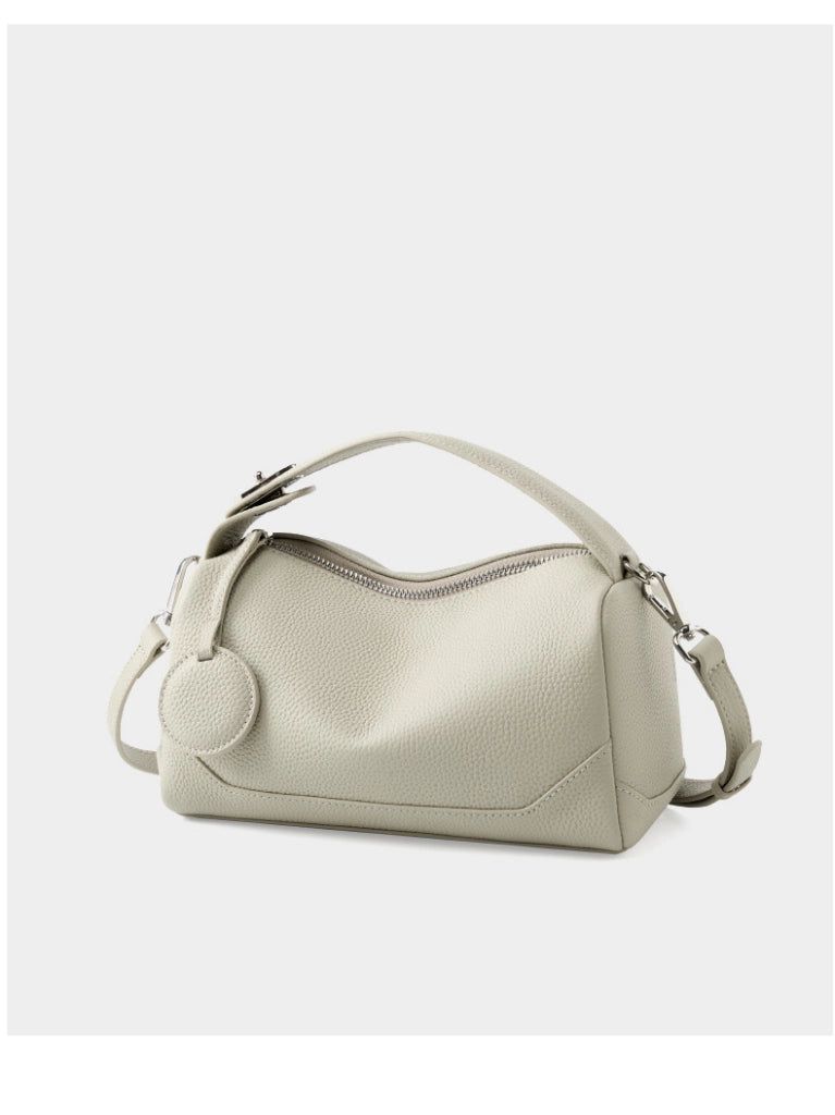 Borsa a tracolla da donna in vera pelle beige