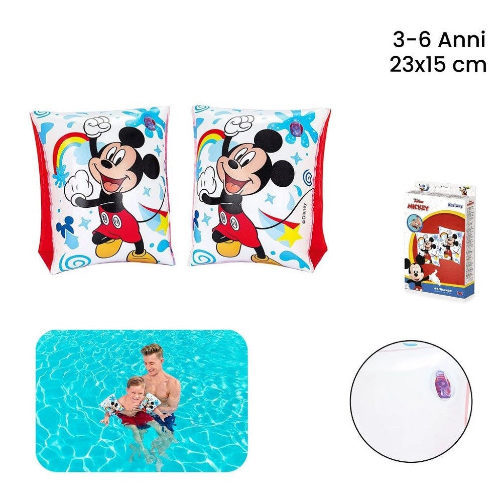Trade Shop - Braccioli Topolino Mickey E Gli Amici Del Rally 23x15cm Bambini 3-6 Anni 91002 -