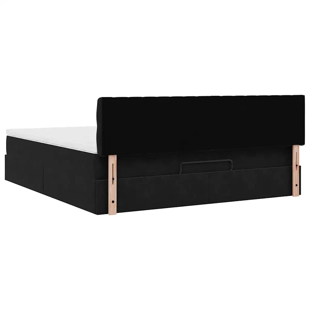 Struttura Letto Pouf con Materasso Nero 180x200 cm in Velluto 3312712