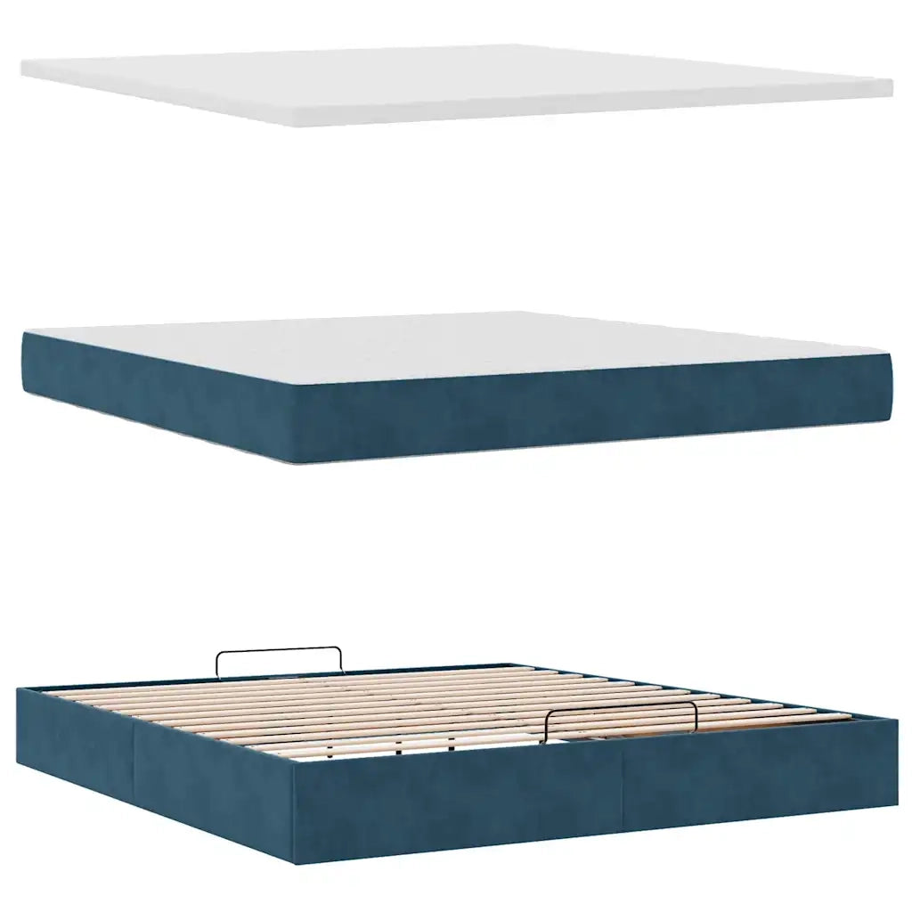 Struttura Letto Pouf con Materasso 160x200 cm in Velluto 3311859