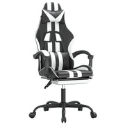 Sedia da Gaming | Sedia da e-sports Girevole Poggiapiedi Nero e Bianco Similpelle
