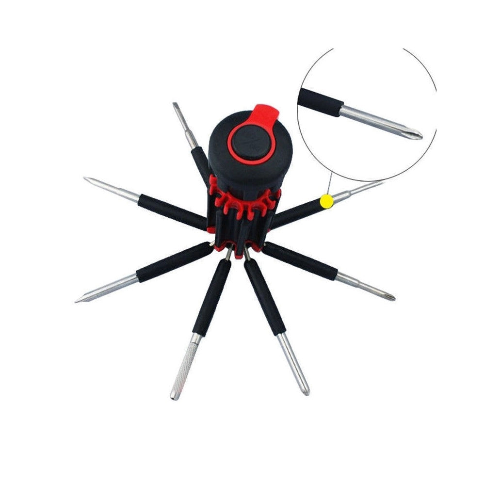 Trade Shop - Portatile 8 In 1 Multi Cacciavite Con 6 Led Torcia Tools Light Up Set -