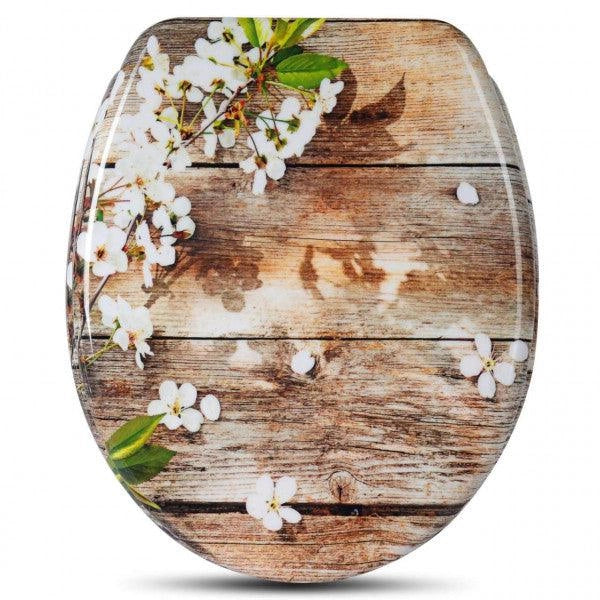 Sedile per WC resistente con motivo floreale bianco 19_0000705
