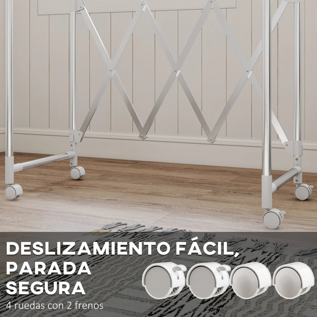 Tenditoio Pieghevole 3 Livelli ¨C Zephmum ¨C Acciaio Inox 4 Ruote Regolabili
