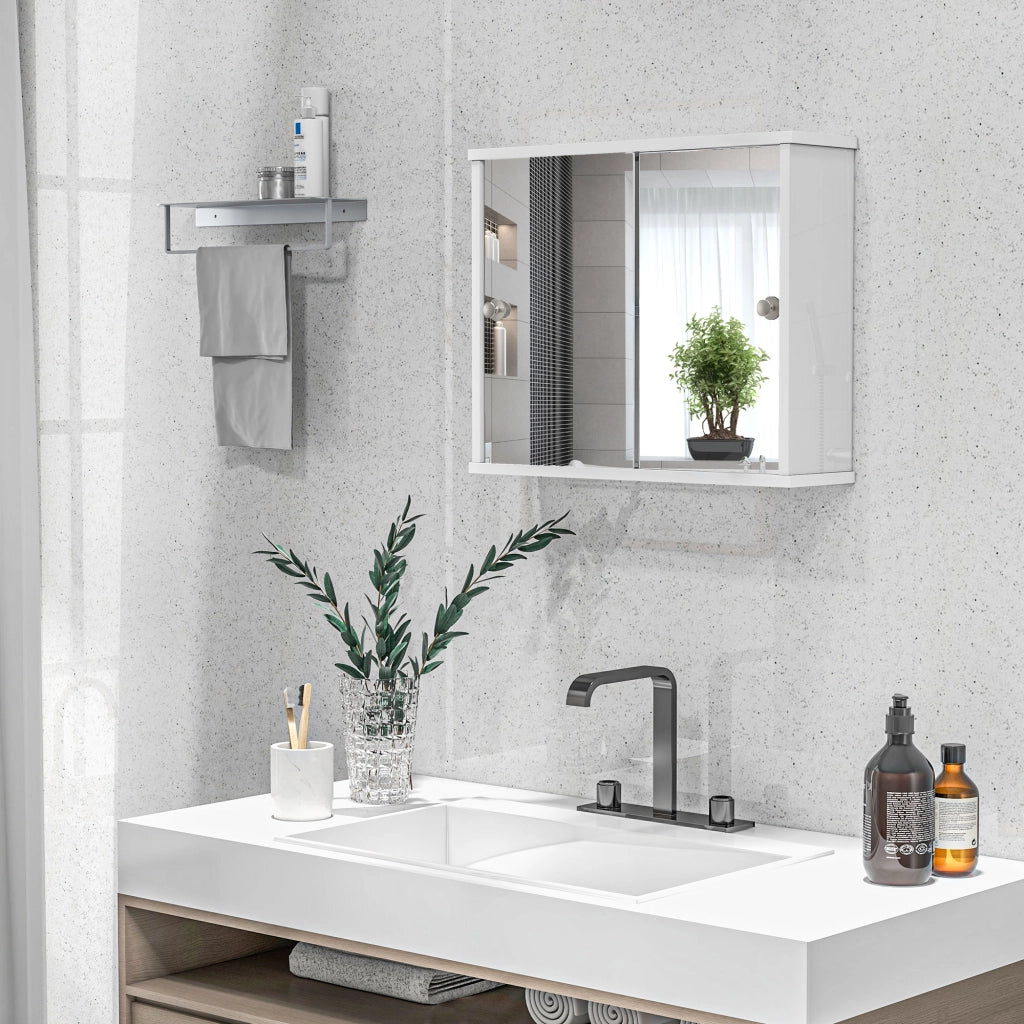 Armadio da bagno con specchio e ripiano ¨C zephmum ¨C 55x15x45 cm bianco