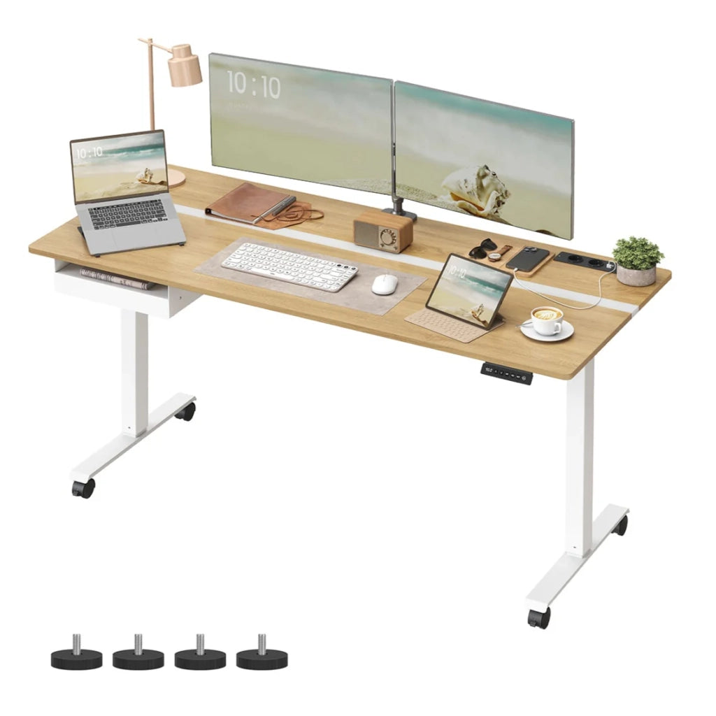 Scrivania regolabile elettricamente in altezza scrivania sit-stand superficie 60 x 120 cm regolabile in continuo 4 funzioni di memoria dell'altezza marrone rustico e nero 12_0004592