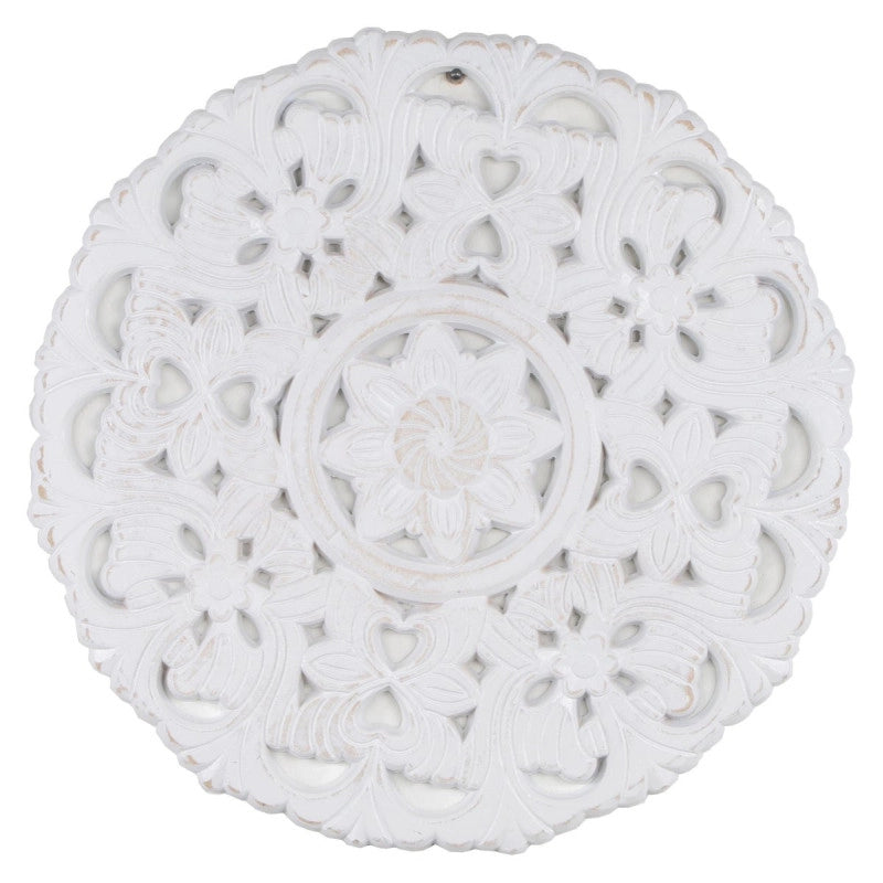 Set di 6 Sculture Decorativa Tonda Scolpita Lhasa 38,5x1,5
