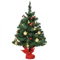 Piccolo Albero di Natale 60cm con 15 Luci a LED e Decorazioni