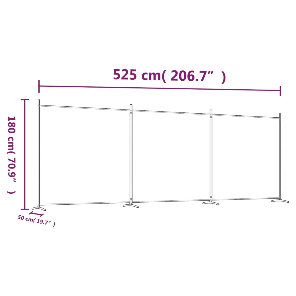 Divisorio a 3 Pannelli Nero 525x180cm in Tessuto 350281