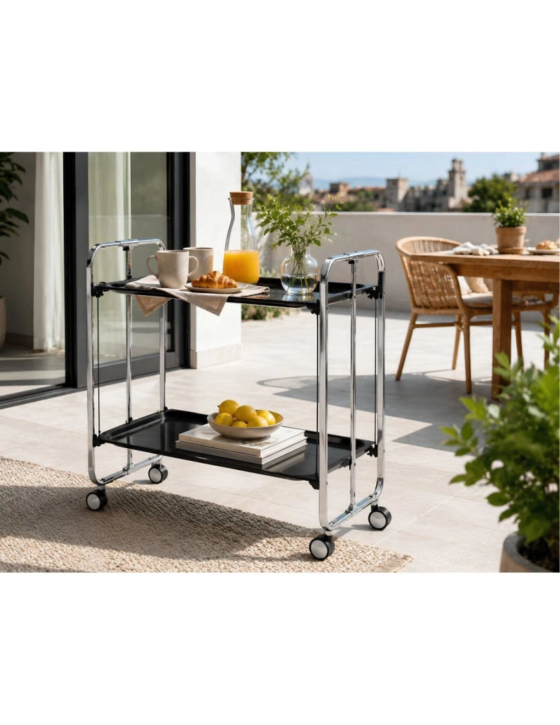 Carrello da cucina pieghevole cromato con ruote BAUHAUS 2 ripiani