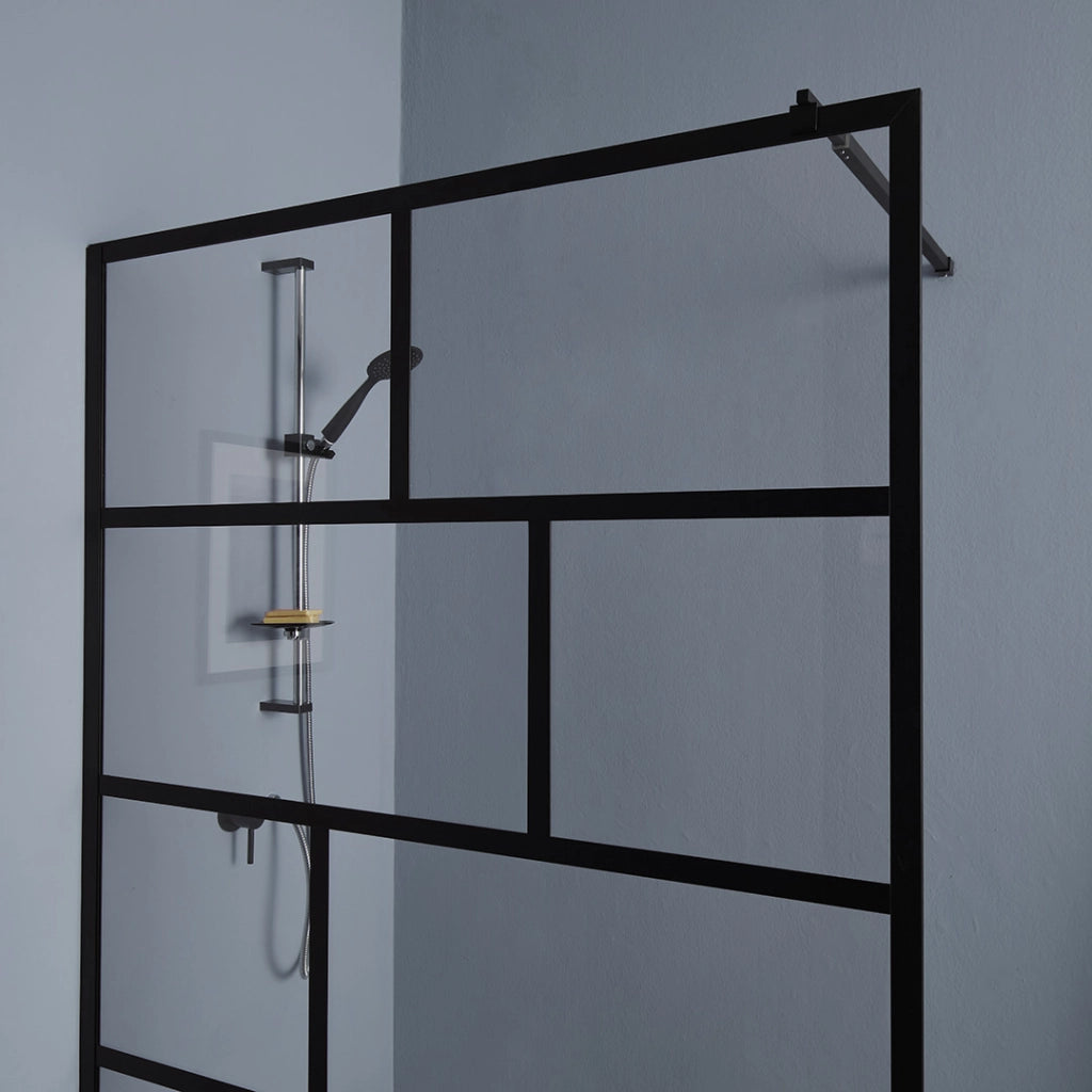 Parete doccia 140 cm trasparente nera