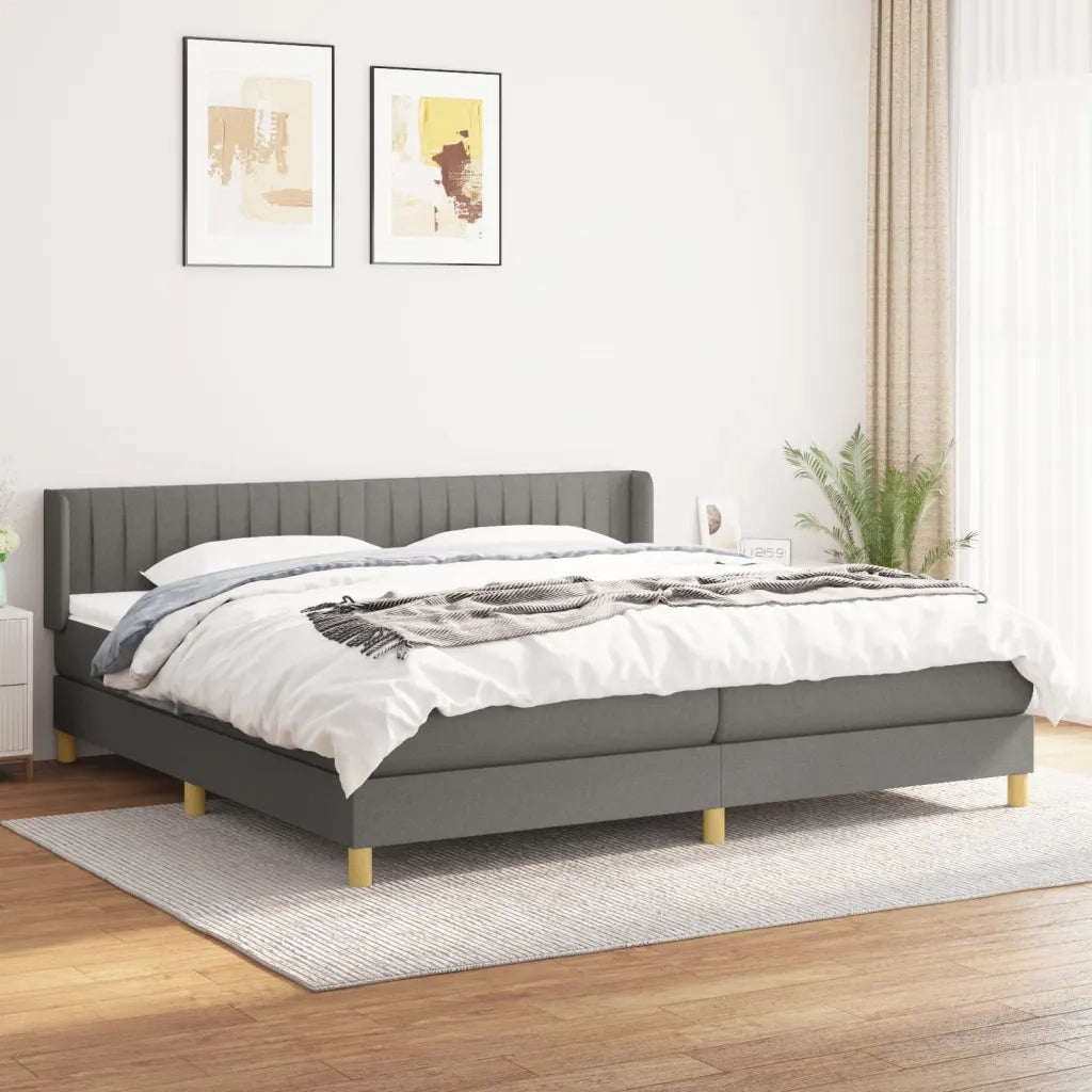 Giroletto a Molle con Materasso Grigio Scuro 200x200 cm Tessuto cod mxl 57736