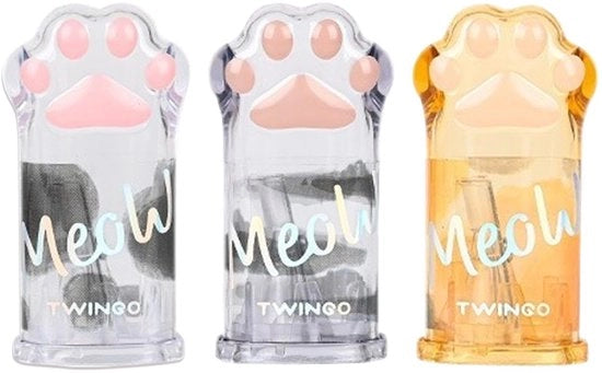 Puntenslijper a tre pezzi con supporto, puntenslijper manuale a forma di gatto, carino, 3 colori, puntenslijper carino per ufficio casalingo, insegnanti, artisti