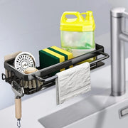 Organizzatore per vasca da bagno in acciaio inossidabile, goot, caddy organizzatore, cucina, supporto per asciugamani, organizzatore, manico, appeso, per la parete, doppio uso gancio per cucina e bagno (nero + gancio)