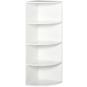 Libreria ad Angolo 4 Ripiani a Muro e Parete Legno 39.5x39.5x120cm Bianco