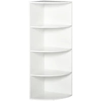 Libreria ad Angolo 4 Ripiani a Muro e Parete Legno 39.5x39.5x120cm Bianco
