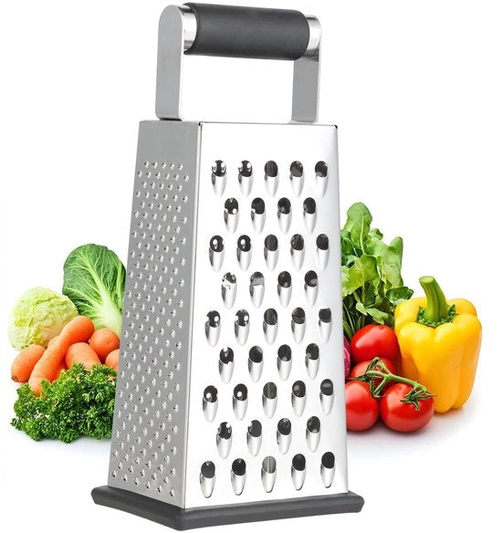 Rasp per verdura in acciaio inossidabile, rasp quadrato con quattro facce, rasp per verdure, rasp per patate per patate crude, rasp in acciaio inossidabile, gadget da cucina pratico per affettare e raspare