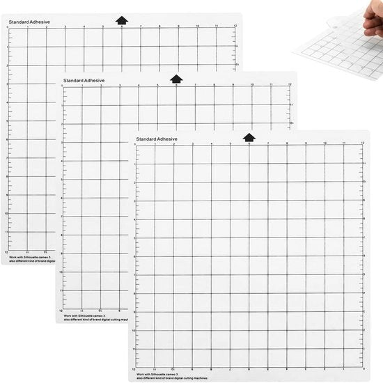 Impacco per Silhouette Cameo 4/3/2/1, manico standard, 30 x 30 cm, 3 mattonelle adesive e antiscivolo flessibili, set di accessori, set di mattonelle di riserva per la lavorazione di vinile