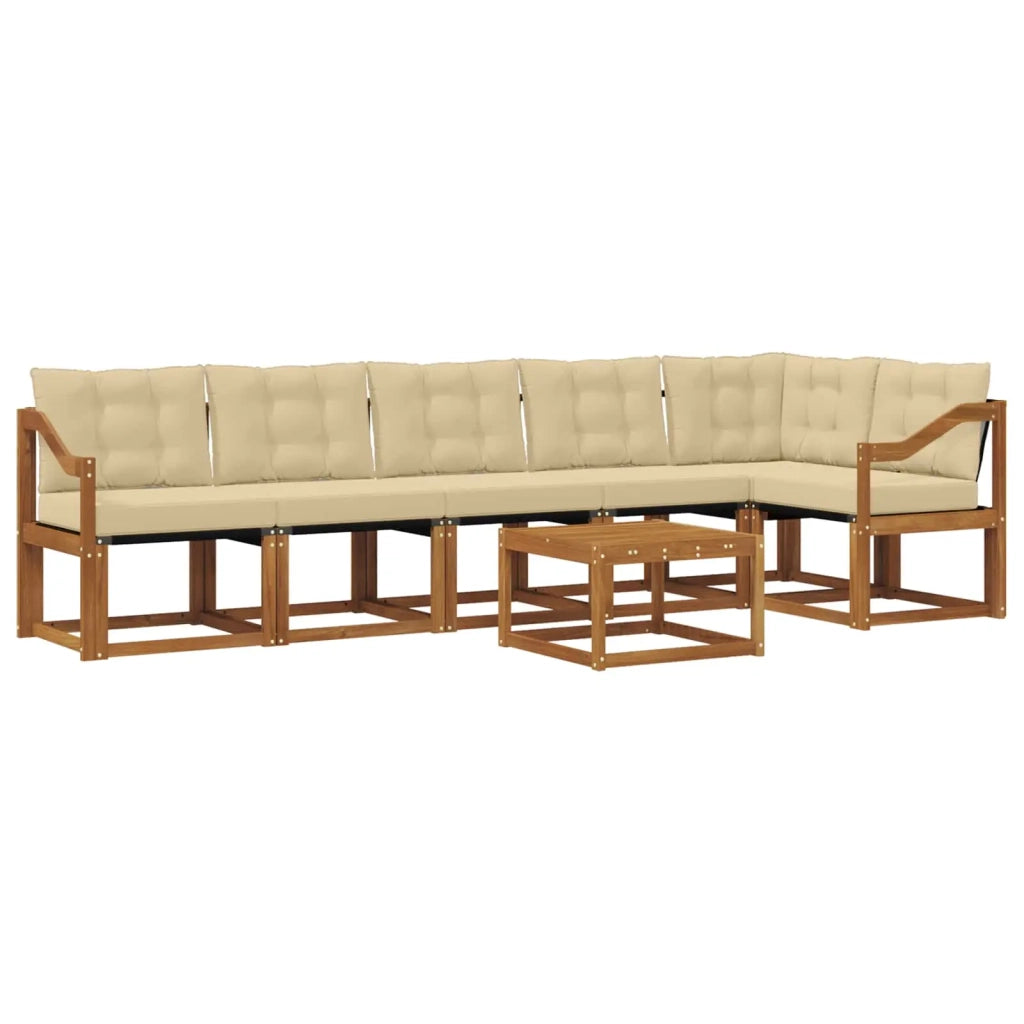 Set di divani da esterno con cuscino 7 pcs Naturale e Beige 3368748
