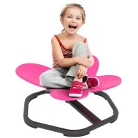 Sedia Girevole Sensoriale per Bambini, Forma a Farfalla, promuove Equilibrio e Coordinazione, Plastica, Metallo, Rosa