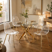 SEDIA Trasparente 53x47x51 cm ABS Metallo Set da 4 pezzi Oro
