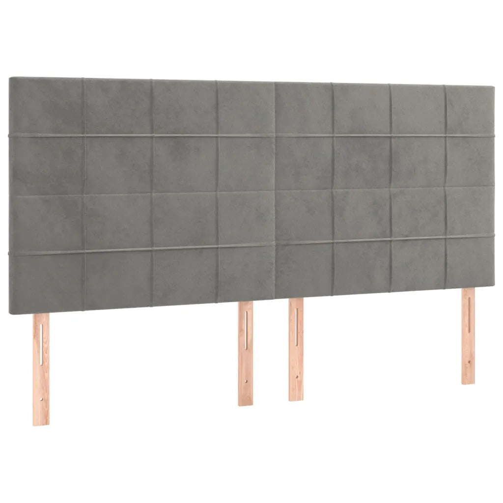 Giroletto a Molle con Materasso Grigio Chiaro 160x200cm Velluto