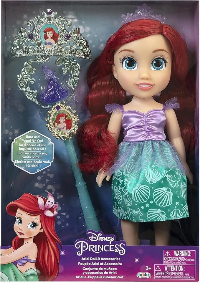 Disney Princess,Bambola Ariel con accessori 40 cm,Jakks,Eta 3+