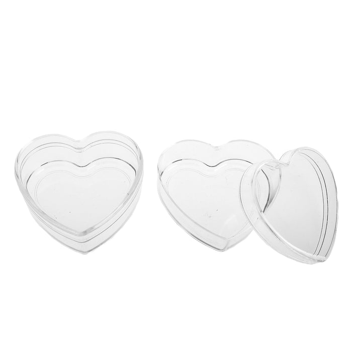 Set 24 Scatolini a Forma di  Cuore 6,5x5x3 cm Apribili Trasparenti