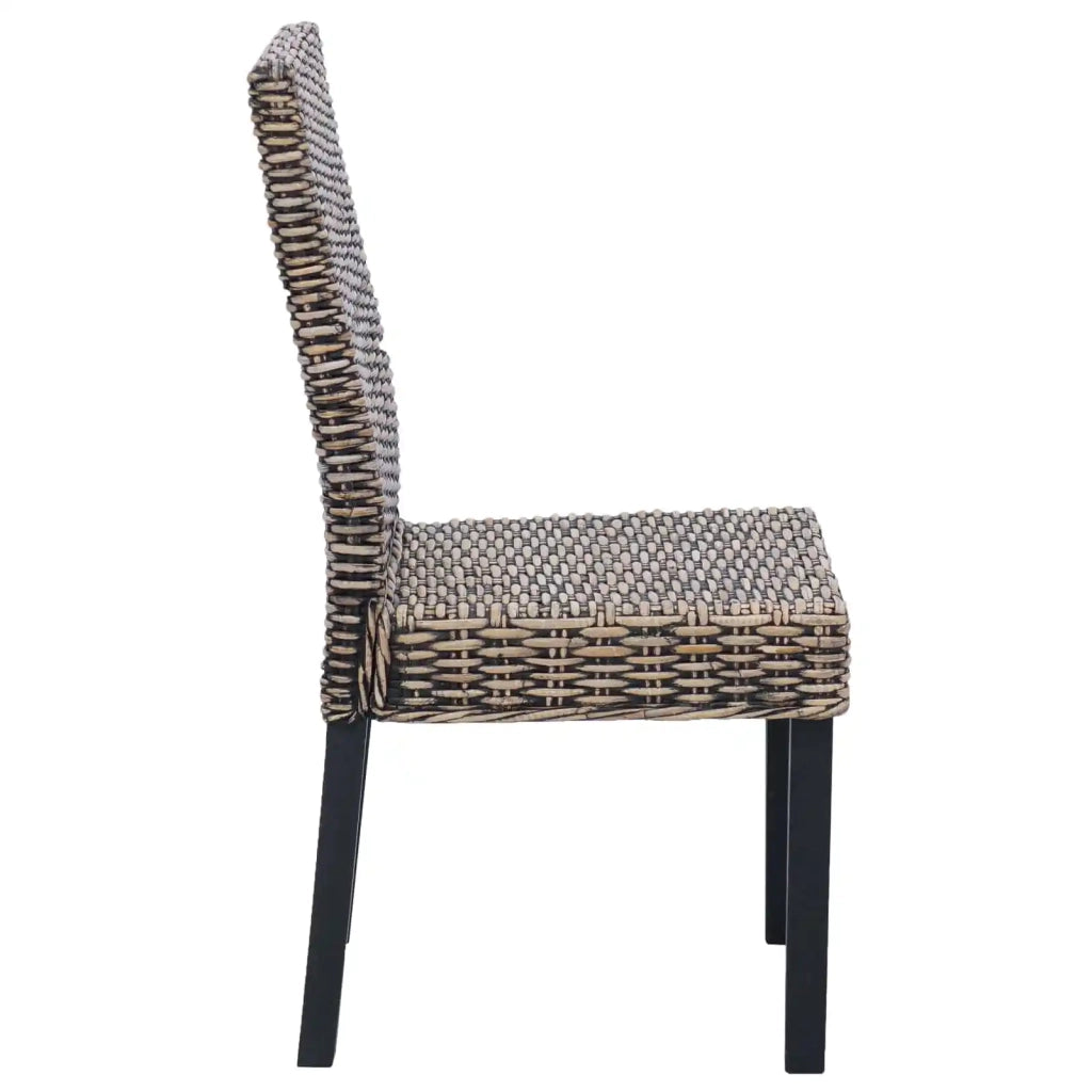 Sedia da pranzo 2 pcs Rattan Kubu e Legno Massello di Mogano