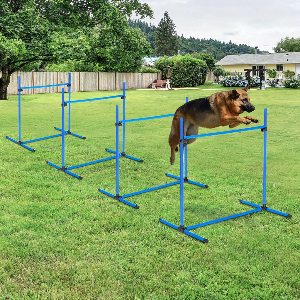 Set di allenamento agility per cani regolabile in plastica blu