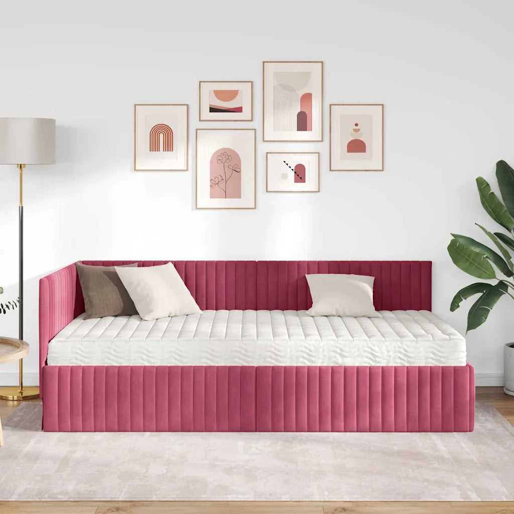 Struttura Letto Angolare con Materasso 2 pcs Verde Velluto 3393822