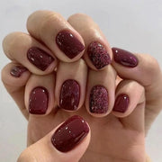 24 Stck Bordeaux Flash Tip Druk Op Nagel Capriati - Disegni per unghie - Unghie Acriliche Lucenti.