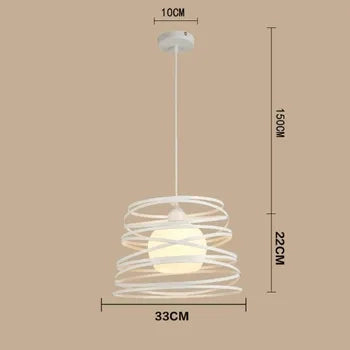 Lampadario moderno a sospensione a fasce intrecciate. in ferro verniciato finish opaco - Attacco 1xE27. Potenza max 1x60 W. dim. 33x22 cm