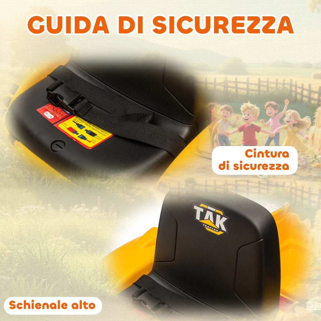 Escavatore Giocattolo Elettrico 12V con Benna e Rimorchio ¨C zephmum ¨C Giallo