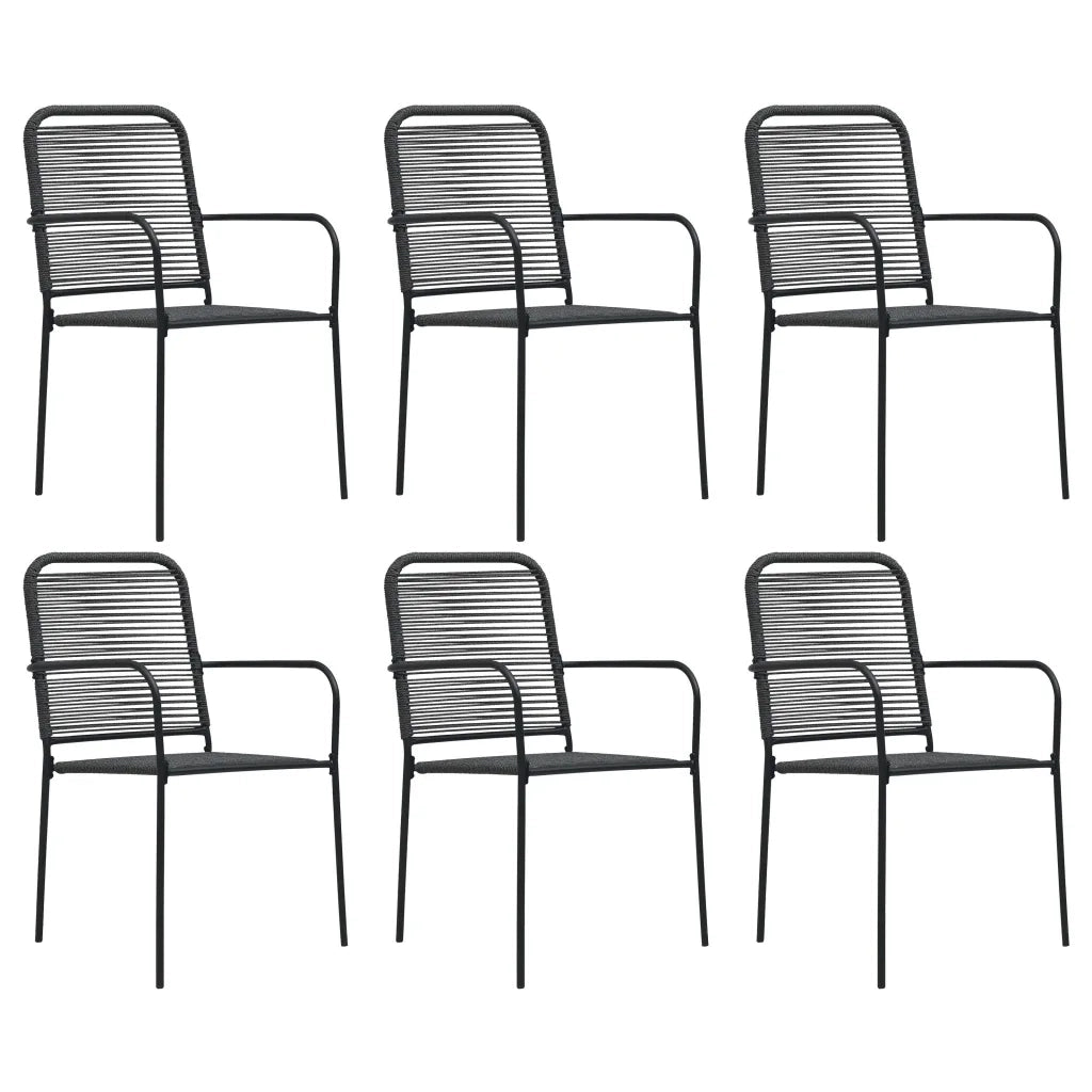 Set da Pranzo da Giardino 7 pz Nero in Vetro e Acciaio