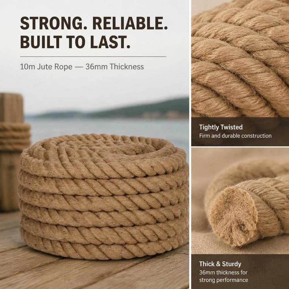 Jute Rope, 10 M Length, 36 Mm Thickness