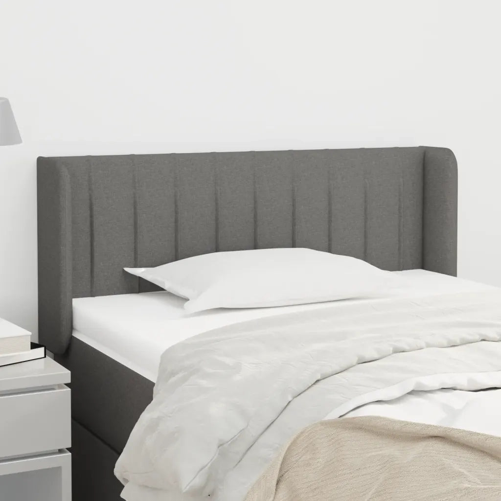 Testiera | Testata ad Orecchio Grigio Scuro 103x16x78/88 cm in Tessuto