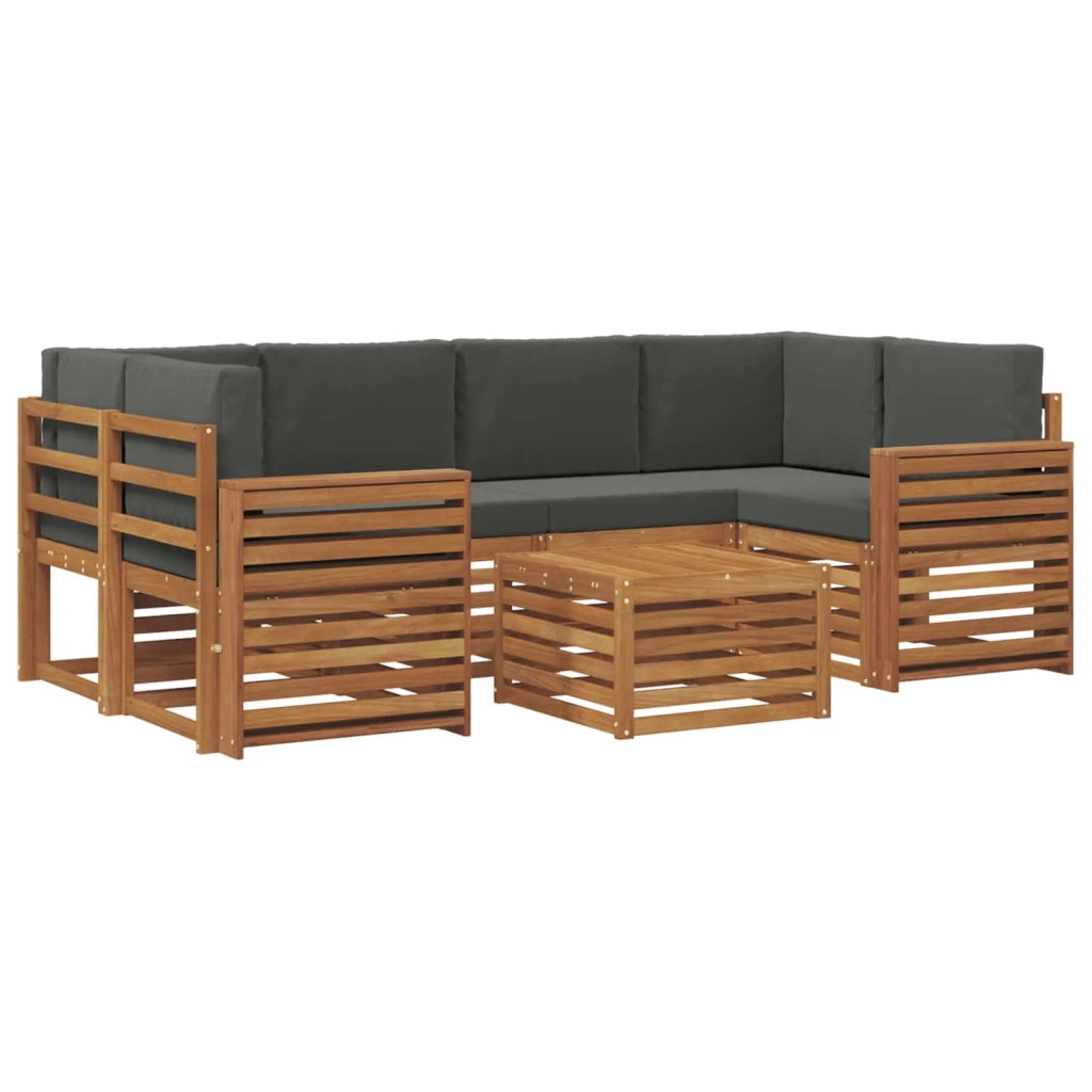 Set di divani da esterno con cuscino 7 pcs Naturale e Antracite 3374457