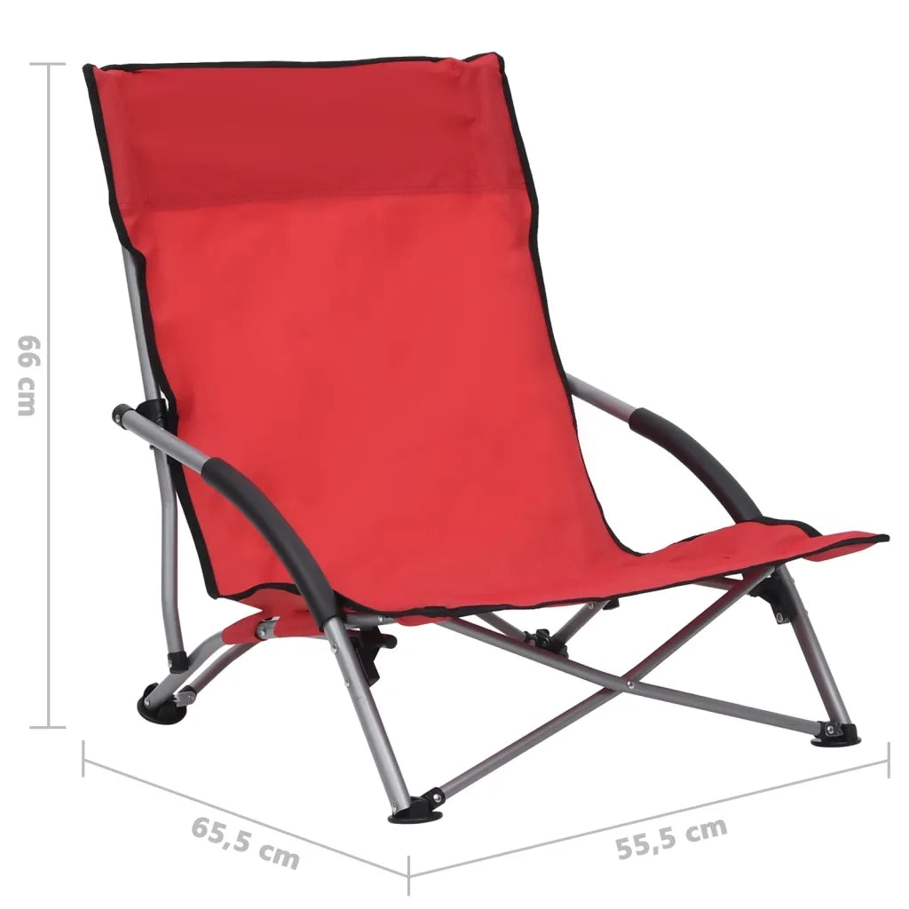 Sedie da Spiaggia Pieghevoli 2 pz | Sedie da Esterno in Tessuto Rosso